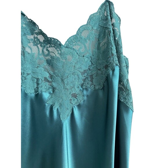 Victoria’s Secret Vintage  Satin Long Slip Dress Lace Cami L New Deadstock Green - Picture 4 of 6